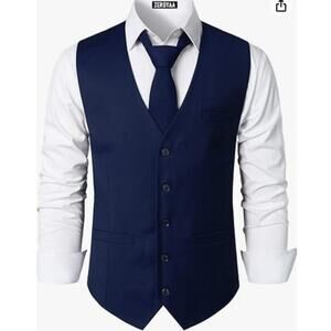 ZEROYAA Men's Navy Blue Dress Vest - Size L - New with Tags